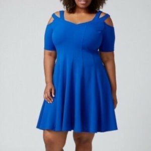 NWT Lane Bryant Blue Strappy Cold Shoulder Flare